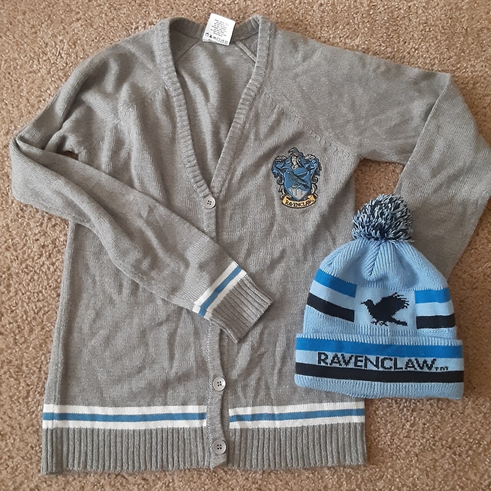 Ravenclaw Gray and Light Blue Knit Cardigan